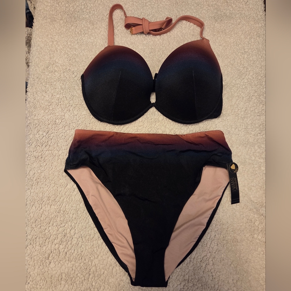 Victoria's Secret Sunset Ombre Bikini 36DD Top/ Large Bottom NWT